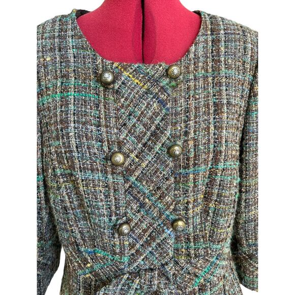 Trina Turk Women’s Size 12 Wool Blend Tweed Blazer Bow Detail - Picture 5 of 7